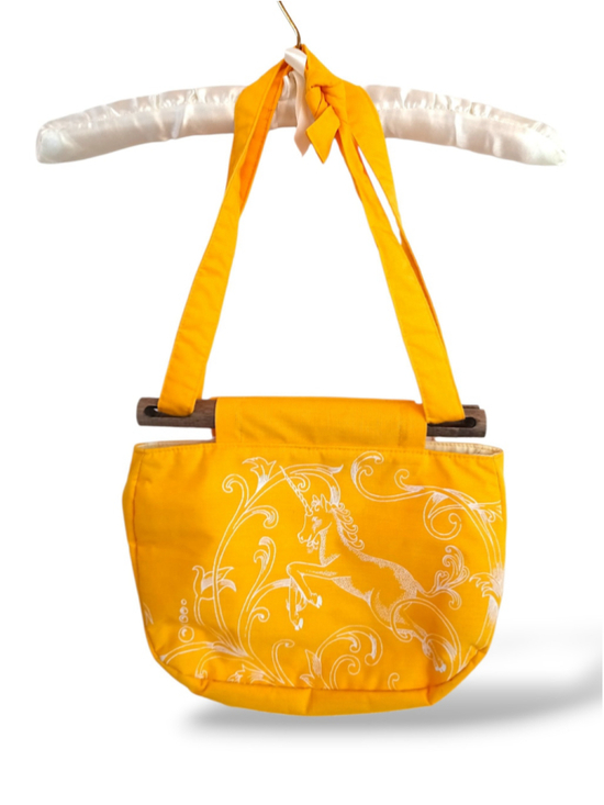 Flamstead of Vermont Handbags - 70s Flamstead of Vermont Unicorn Shoulder yellow screen print rare fantasy retro